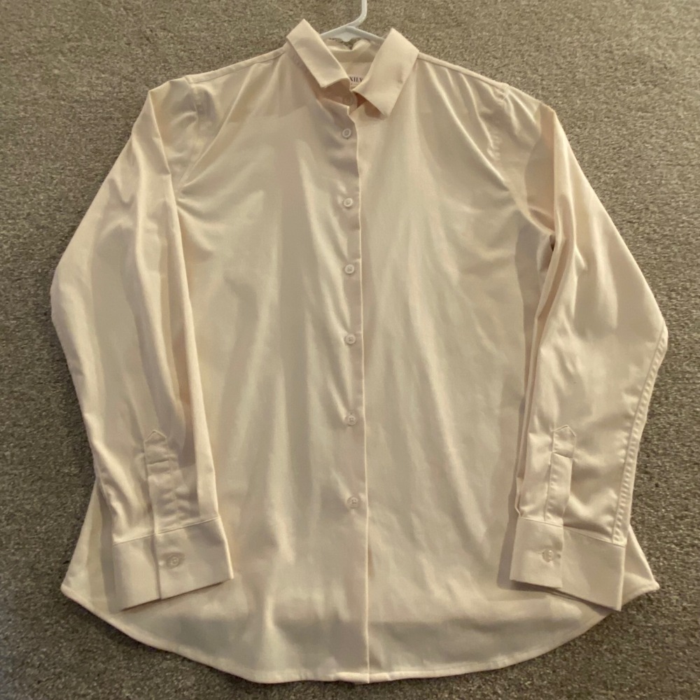 COUXILY Womens M Wrinkle Free Technical Long‎ Sleeve Button Up Shirt Silk blend